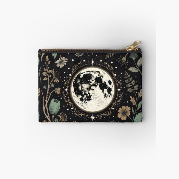 Item preview, Celestial Botanical Design with Moon, Stars, and Golden Floral Orbits designed and sold by SplashTastic.