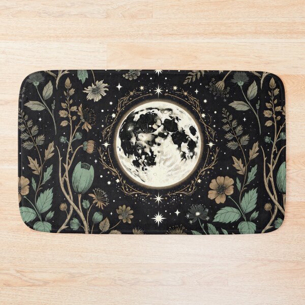 Item preview, Celestial Botanical Design with Moon, Stars, and Golden Floral Orbits designed and sold by SplashTastic.