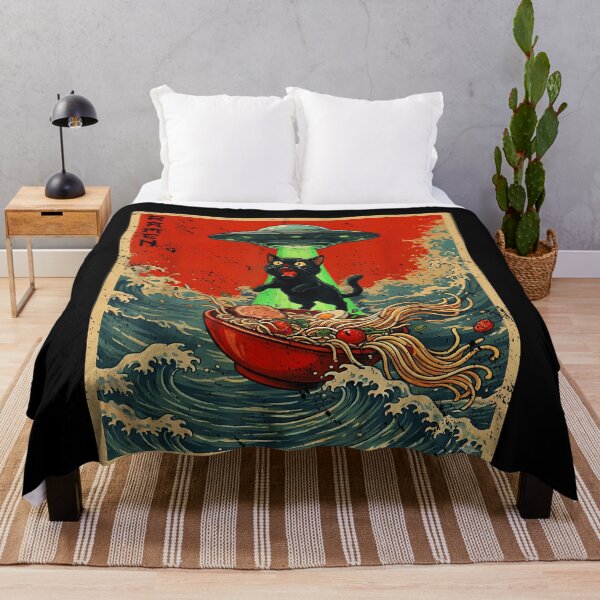 Item preview, Funny Black Cat Ramen UFO Japanese Anime designed and sold by JohnBrightIdeas.
