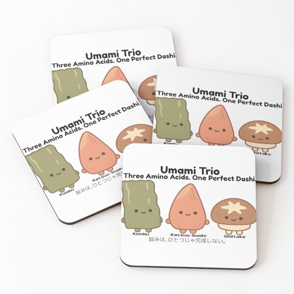 Item preview, Umami Trio – Cute Japanese Dashi Characters | Kombu, Katsuobushi & Shiitake designed and sold by Yohei-Studio.