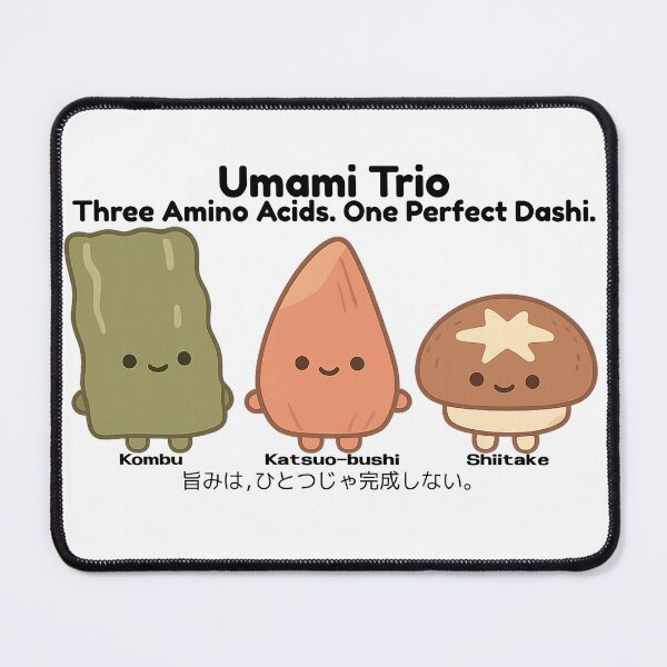 Item preview, Umami Trio – Cute Japanese Dashi Characters | Kombu, Katsuobushi & Shiitake designed and sold by Yohei-Studio.