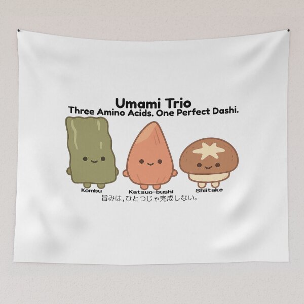 Item preview, Umami Trio – Cute Japanese Dashi Characters | Kombu, Katsuobushi & Shiitake designed and sold by Yohei-Studio.