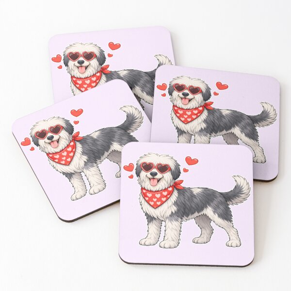 Item preview, Cute Old English Sheepdog in Love – Minimal Valentine Dog Illustration designed and sold by GoodyPaws.
