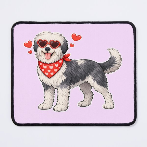 Item preview, Cute Old English Sheepdog in Love – Minimal Valentine Dog Illustration designed and sold by GoodyPaws.