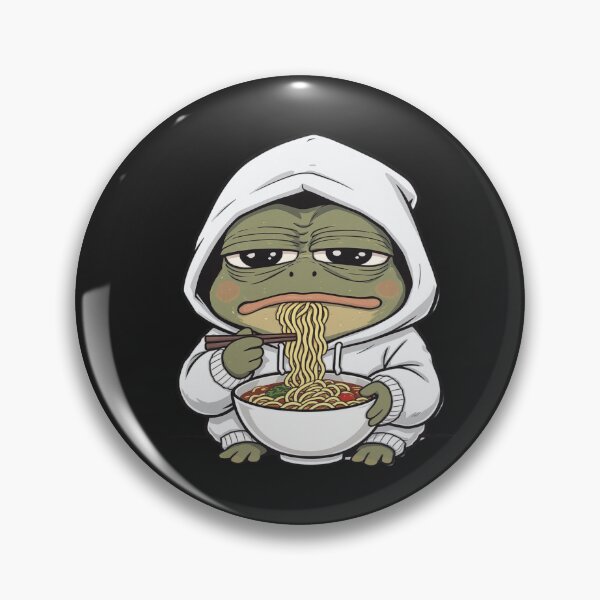 Item preview, Emotionless Ramen Frog | Funny Chibi Frog Dry Humor Cartoon designed and sold by ColorSplash123.