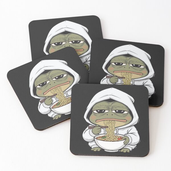 Item preview, Emotionless Ramen Frog | Funny Chibi Frog Dry Humor Cartoon designed and sold by ColorSplash123.