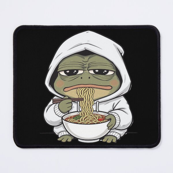 Item preview, Emotionless Ramen Frog | Funny Chibi Frog Dry Humor Cartoon designed and sold by ColorSplash123.