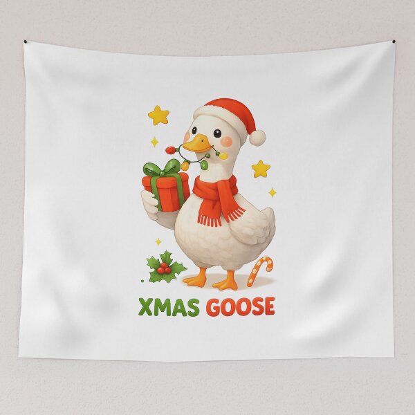 Item preview, Cute Xmas Goose with Santa Hat and Gift | Funny Holiday Bird designed and sold by Sitred123.