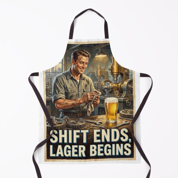 Item preview, Shift Ends Lager Begins Worcester Machinist Poster designed and sold by Cozy-Old-Pub.