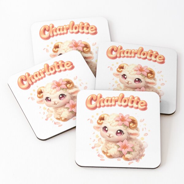 Item preview, Charlotte Aries – Zodiac Cute Lamb Fantasy Name Art designed and sold by AlexLineArt.