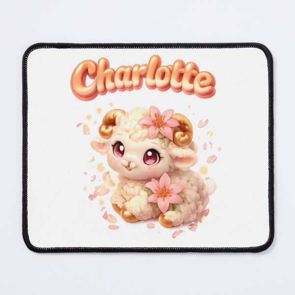 Item preview, Charlotte Aries – Zodiac Cute Lamb Fantasy Name Art designed and sold by AlexLineArt.