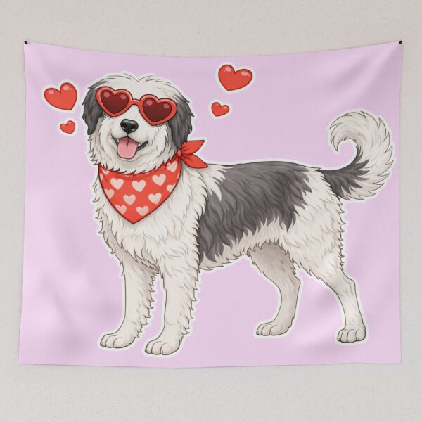 Item preview, Cute Polish Lowland Sheepdog in Love – Minimal Valentine Dog Illustration designed and sold by GoodyPaws.