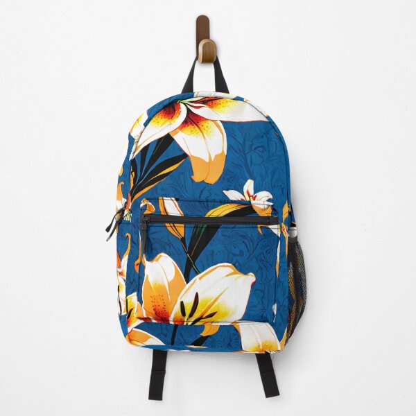 Item preview, Bright lilies scattered beautifully across a blue field. designed and sold by MissYouONLY.