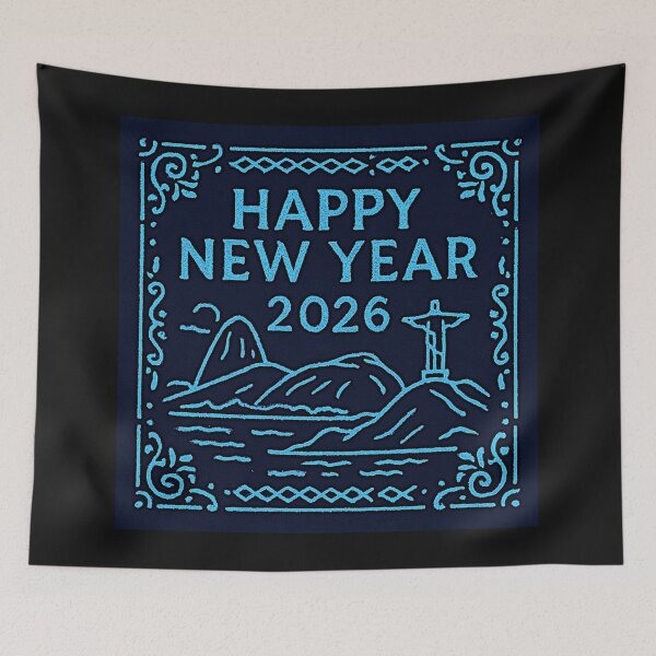 Item preview, Happy new year Rio de Janeiro Mystical Landscape doodle designed and sold by Helios Be. Lavsh.