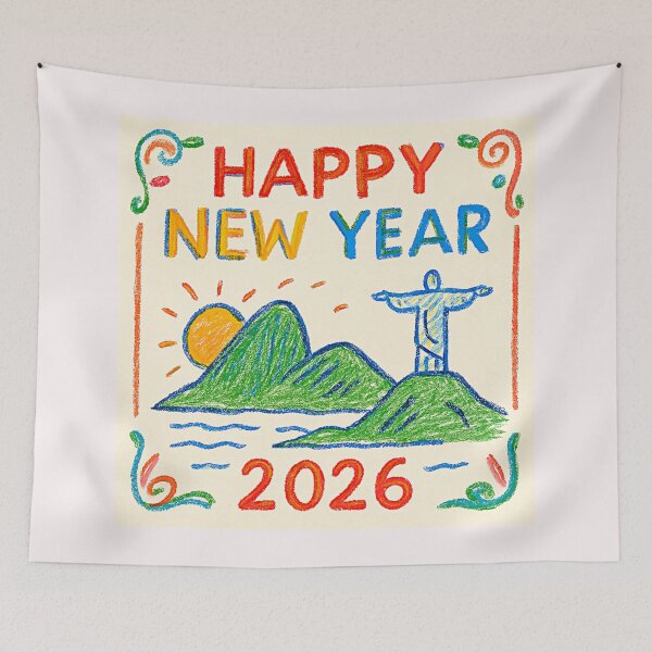 Item preview, Happy new year Rio de Janeiro Mystical Landscape doodle#2 designed and sold by Helios Be. Lavsh.
