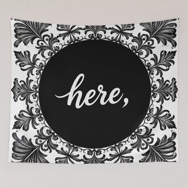 Item preview, A decorative monochrome here sign designed and sold by ShaDeS-AI-Art.
