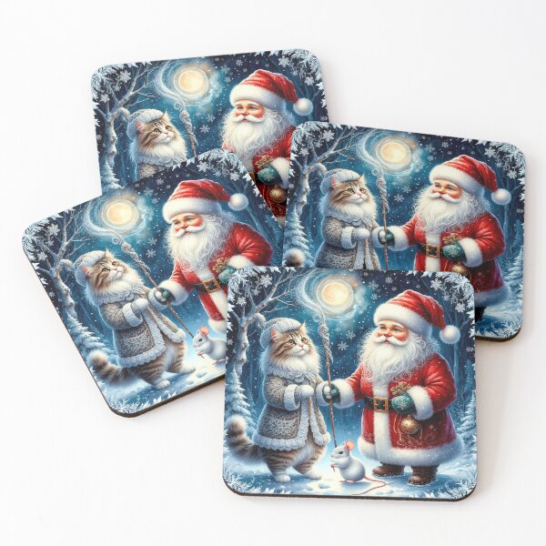 Item preview, Santa Claus and Winter Cat – Magical Christmas Night designed and sold by AmetistLight.