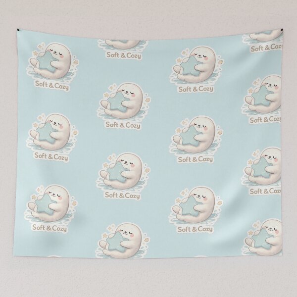 Item preview, Soft & Cozy Seal Hugging Star – Cute Comfort Self Care Quote designed and sold by Still Breathing Studio.