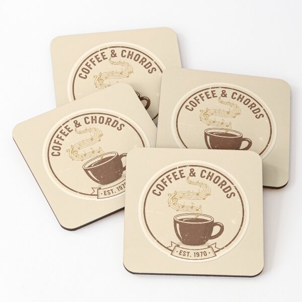 Item preview, Vintage coffee and music logo with steaming musical notes designed and sold by homydesign.