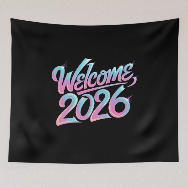 Item preview, Welcome 2026 Neon Typography Retro Gradient Design designed and sold by Kruti Collection.