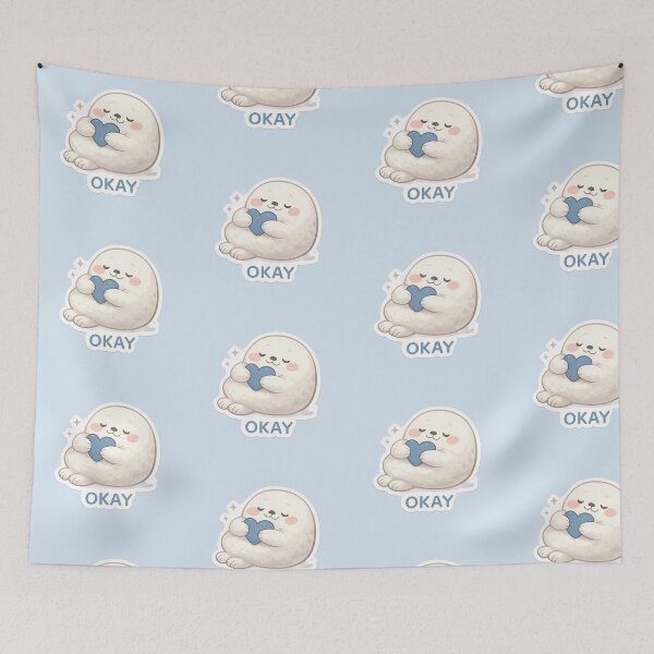 Item preview, OKAY Seal Hugging Heart – Cute Reassurance Comfort Quote designed and sold by Still Breathing Studio.