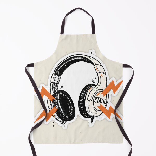 Item preview, Retro Die Cut Sticker of Headphones with Static Text and Lightning Bolts designed and sold by homydesign.