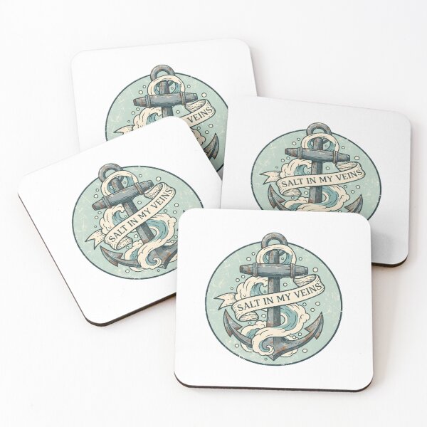 Item preview, Vintage Nautical Anchor Sticker with Salt In My Veins Text designed and sold by homydesign.