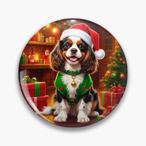 Item preview, Festive Cavalier King Charles Spaniel Christmas Elf designed and sold by AmetistLight.
