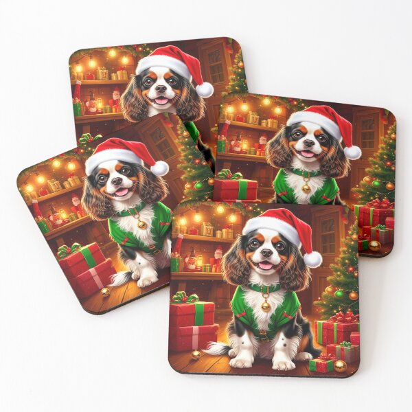 Item preview, Festive Cavalier King Charles Spaniel Christmas Elf designed and sold by AmetistLight.