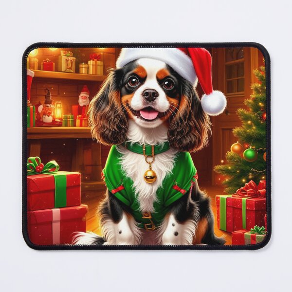 Item preview, Festive Cavalier King Charles Spaniel Christmas Elf designed and sold by AmetistLight.