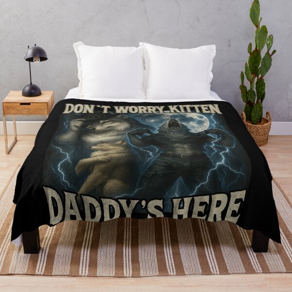 Item preview, Don't Worry Kitten Daddy's Here Funny Alpha Wolf Meme designed and sold by JohnBrightIdeas.