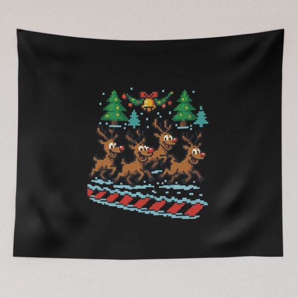 Item preview, 8-Bit Christmas Reindeer Parade - Retro Pixel Holiday Art designed and sold by Kotalo.