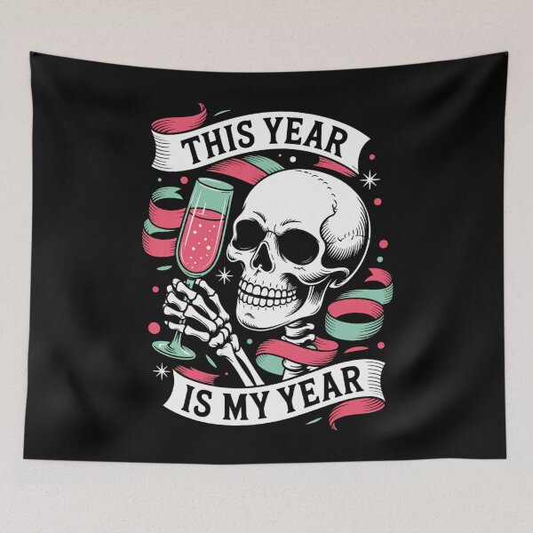 Item preview, Sarcastic New Year Skeleton Drinking  Xmas designed and sold by tiemacopaxer.