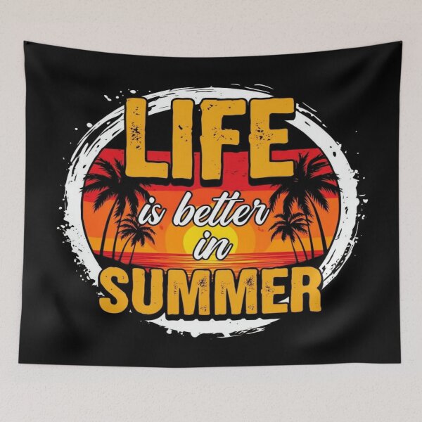 Item preview, Life Is Better in Summer – Tropical Sunset Beach Vibes with Palm Trees & Ocean Waves Circle Design designed and sold by Bright Nest Studio.