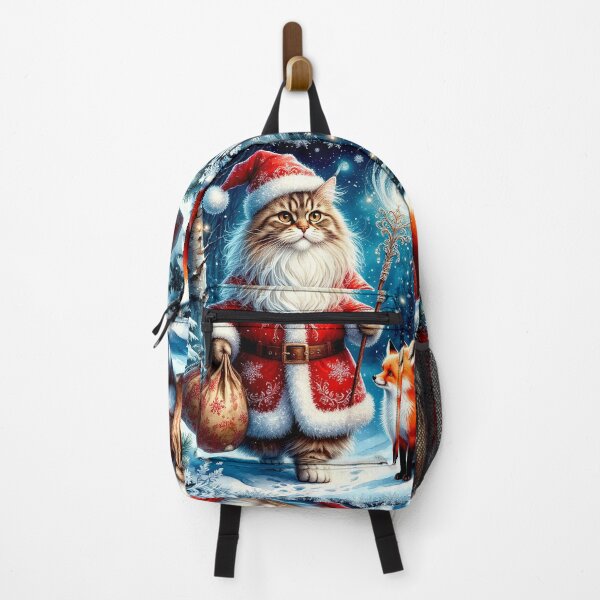 Item preview, Santa Maine Coon Cat and Fox – Magical Christmas Night designed and sold by AmetistLight.