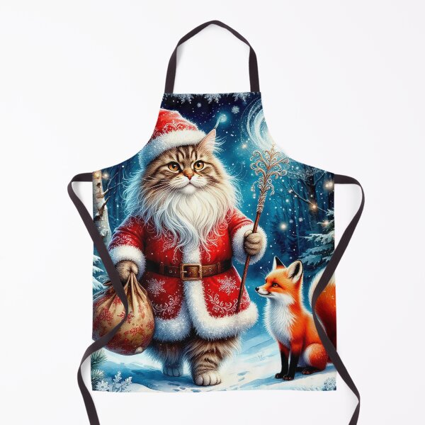 Item preview, Santa Maine Coon Cat and Fox – Magical Christmas Night designed and sold by AmetistLight.