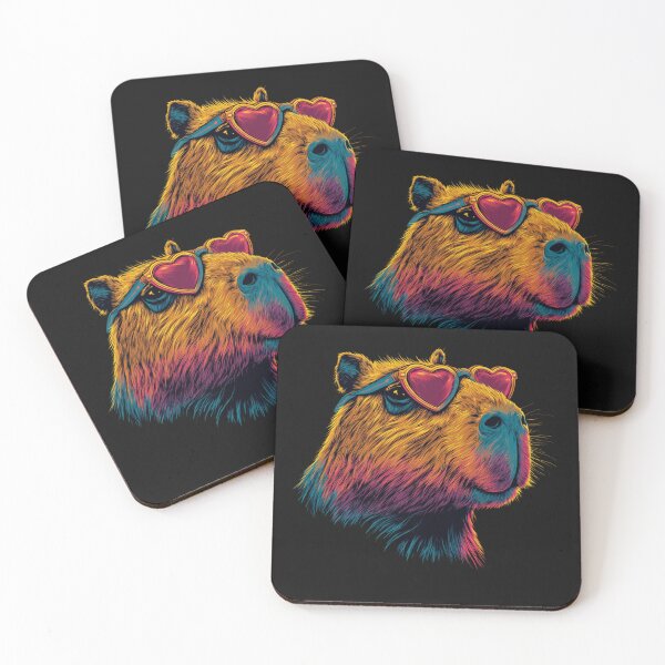 Item preview, Capybara Heart Glasses Neon Colorful Retro Animal Art Sublimation PNG designed and sold by DigitalArtByNow.