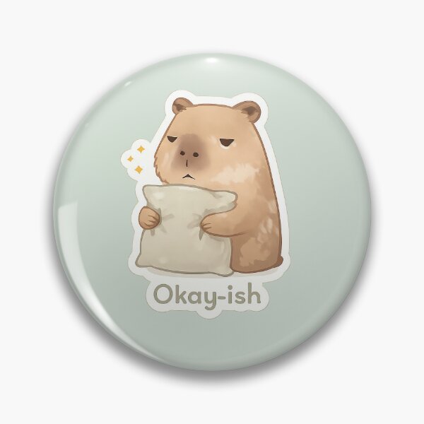 Item preview, Okay-ish Capybara with Pillow – Funny Relatable Mood Quote designed and sold by Still Breathing Studio.