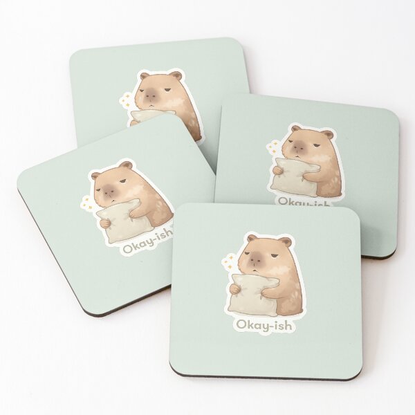 Item preview, Okay-ish Capybara with Pillow – Funny Relatable Mood Quote designed and sold by Still Breathing Studio.
