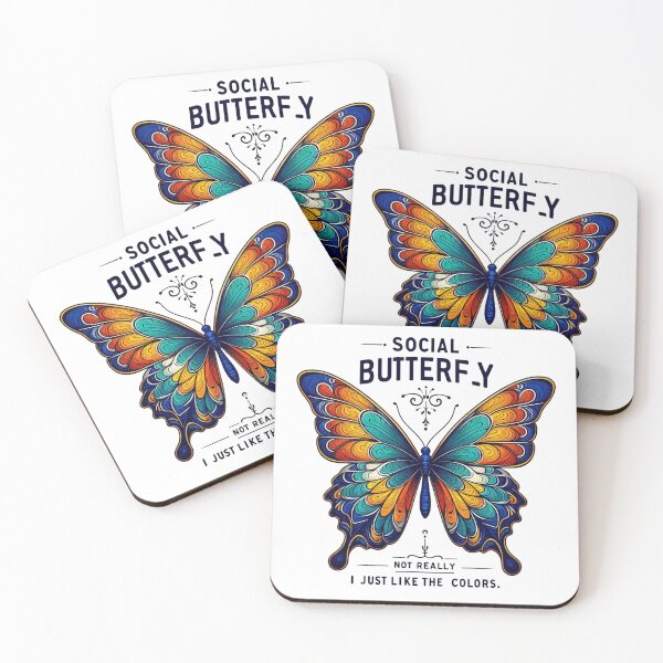 Item preview, Social Butterfly Not Really Funny Introvert Quote - Aesthetic Butterfly Art designed and sold by Thompika.