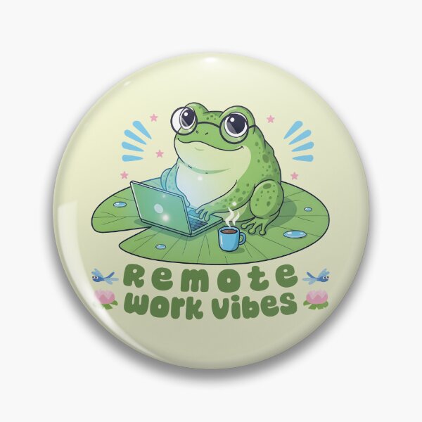 Item preview, Remote Work Vibes: Cute Frog Working on Laptop with Coffee designed and sold by DaVinciFeather.