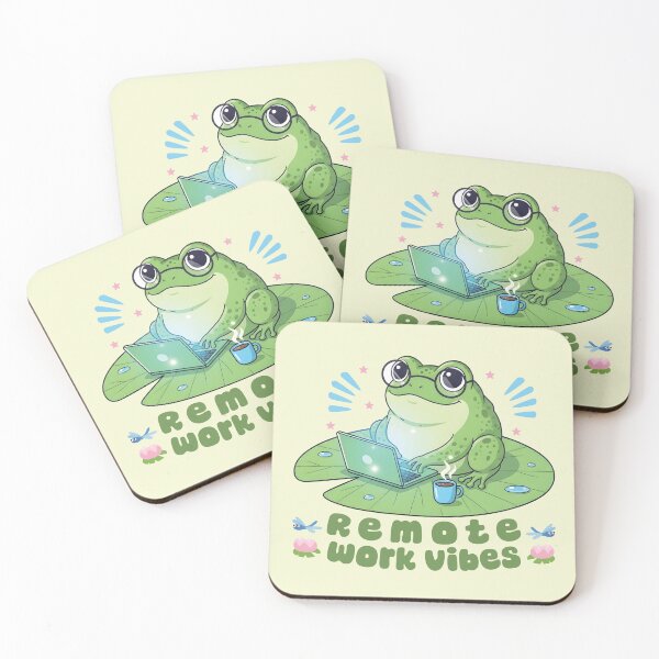 Item preview, Remote Work Vibes: Cute Frog Working on Laptop with Coffee designed and sold by DaVinciFeather.