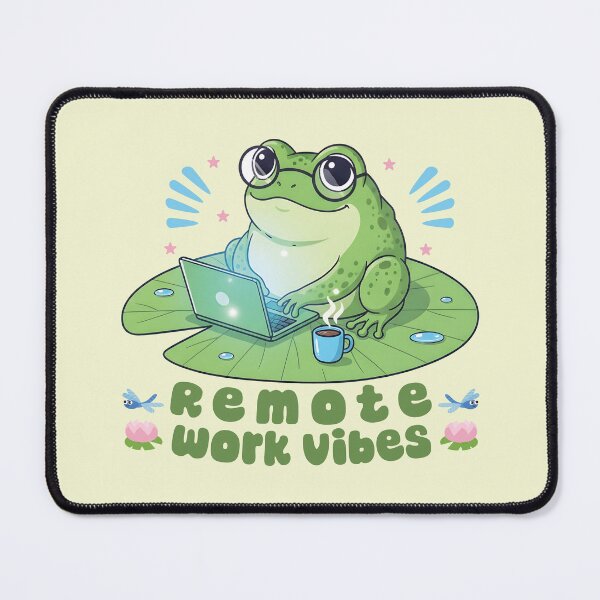 Item preview, Remote Work Vibes: Cute Frog Working on Laptop with Coffee designed and sold by DaVinciFeather.