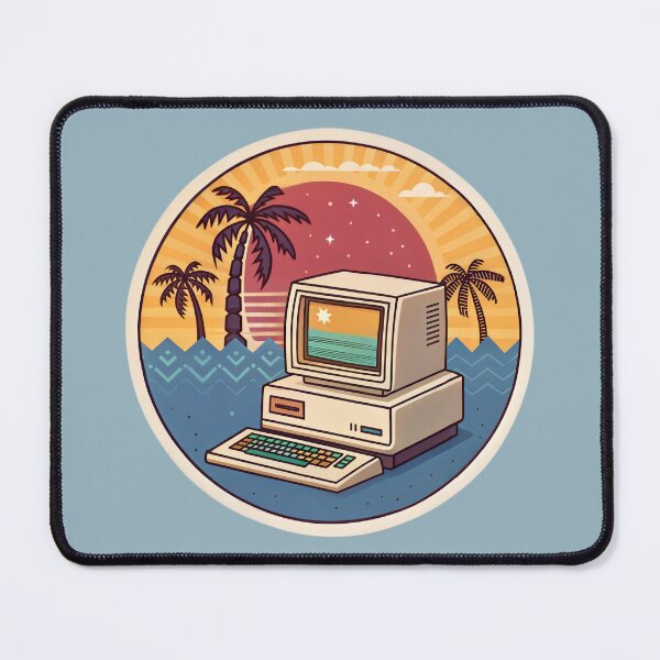 Item preview, Retro Sunset Computer Sticker: Aesthetic Vaporwave PC, 80s Vintage Tech designed and sold by ShadeShard.