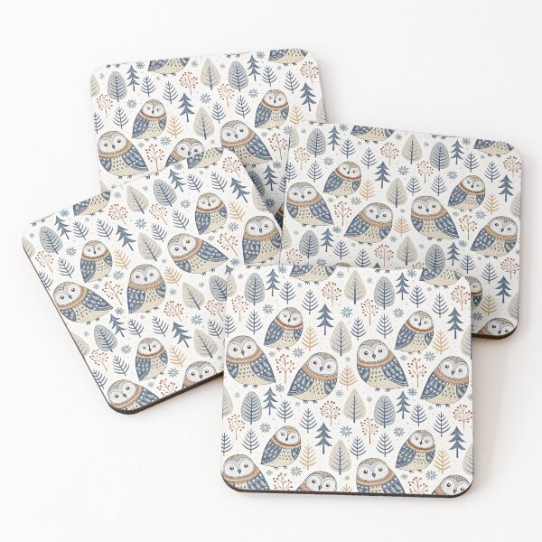 Item preview, Nordic Folk Owls | Cozy Scandinavian Winter Art designed and sold by Shuga-Design.