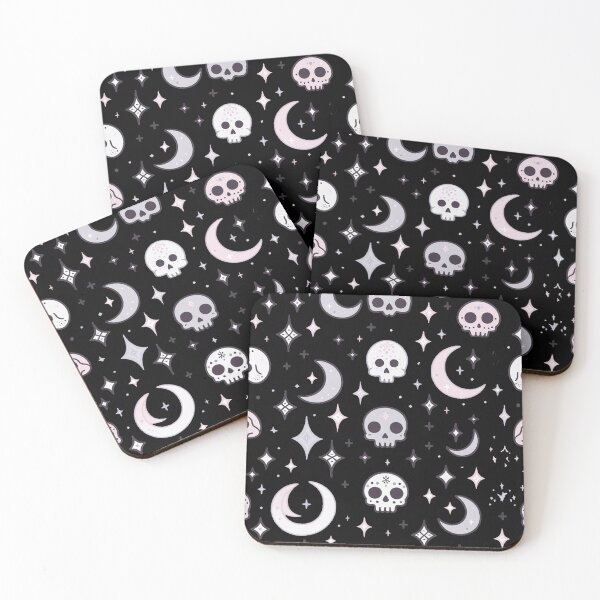 Item preview, Spooky Pastel Goth Pattern - Cute Pink Skulls and Moons Aesthetic designed and sold by Thompika.
