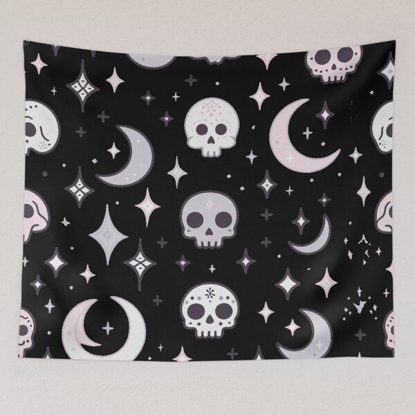 Item preview, Spooky Pastel Goth Pattern - Cute Pink Skulls and Moons Aesthetic designed and sold by Thompika.