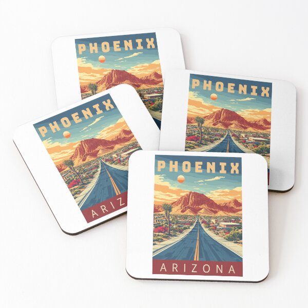 Item preview, Phoenix in Arizona, USA, Vector Vintage Art Travel Landscape designed and sold by MaateoDesign.