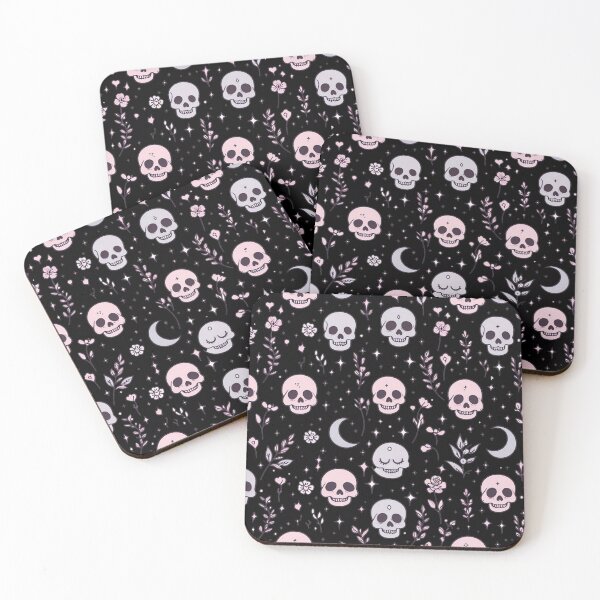Item preview, Spooky Pastel Goth Pattern - Cute Pink Skulls and Moons Aesthetic 2 designed and sold by Thompika.