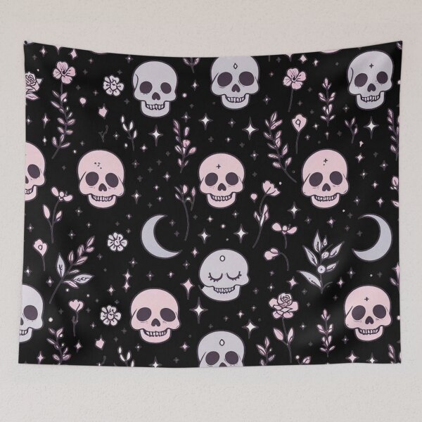 Item preview, Spooky Pastel Goth Pattern - Cute Pink Skulls and Moons Aesthetic 2 designed and sold by Thompika.
